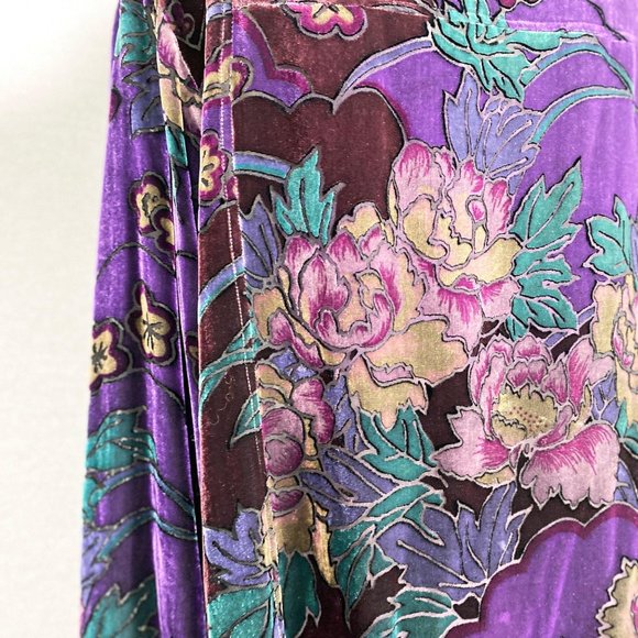 Vintage Chico's Design Silk Velvet Purple Floral W - Picture 6 of 9